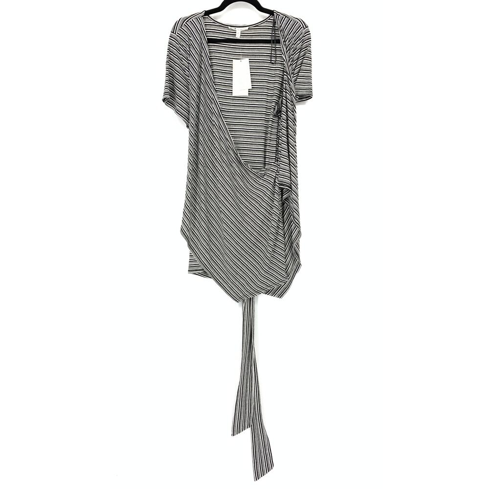 Seven7 Top Women's Size 2X Wrap Black White Striped NEW